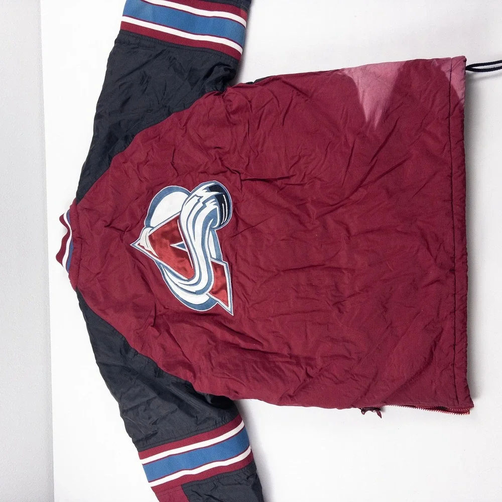 Vintage Colorado Avalanche Starter Jacket Mens L 90s NHL 1/2 Zip Pullover Hockey